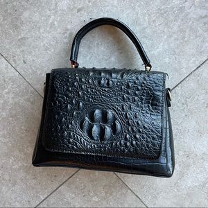 Leather Embossed Croc Handbag